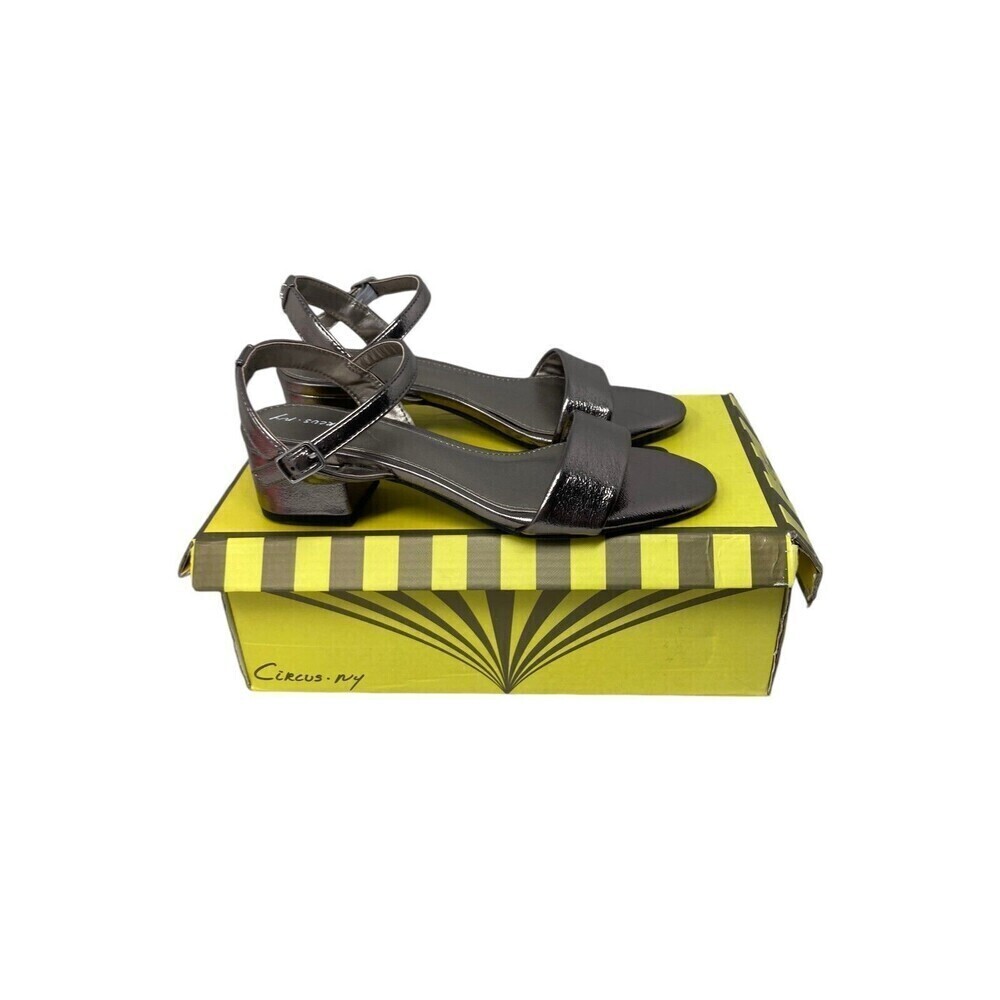 Circus NY Sam Edelman Sandals Heels Women's  6 M Dark Pewter Strappy 1.5" Heel